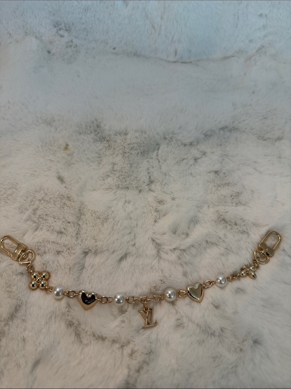 NWOT Gold-Tone Heart & Pearl Bag Charm
